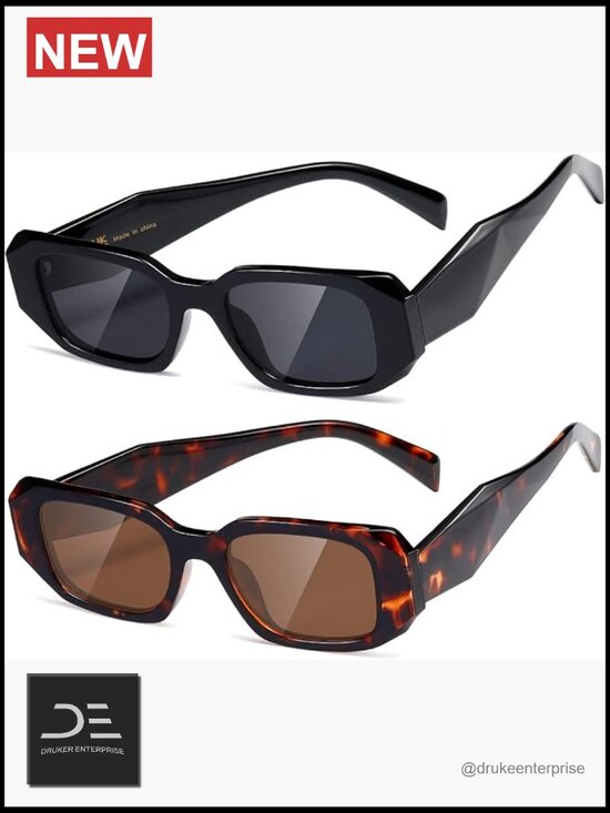 Vintage Rectangular Sunglasses Retro UV400 Protection Sqare Frame